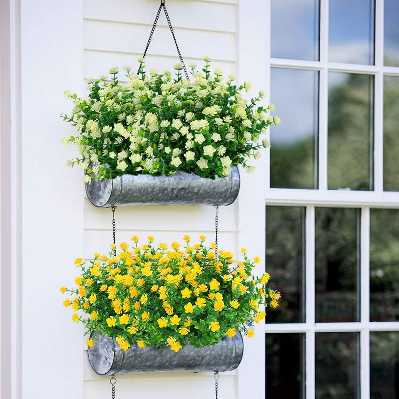 ArtBloom 6 Bundles Outdoor Artificial Flowers UV Resistant Fake Boxwood Plants, Faux Plastic for Indoor Outside Hanging Plants Garden Porch Window Box Home Wedding Farmhouse Decor (Milk Green) - Image 2